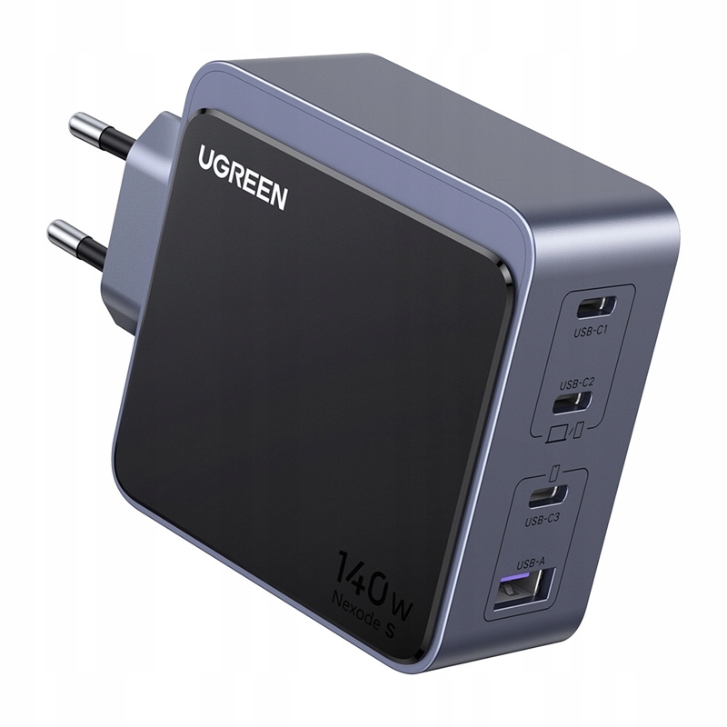 Ładowarka sieciowa Ugreen Nexode S 140W, GaN, 3x Usb-c Usb (szara)