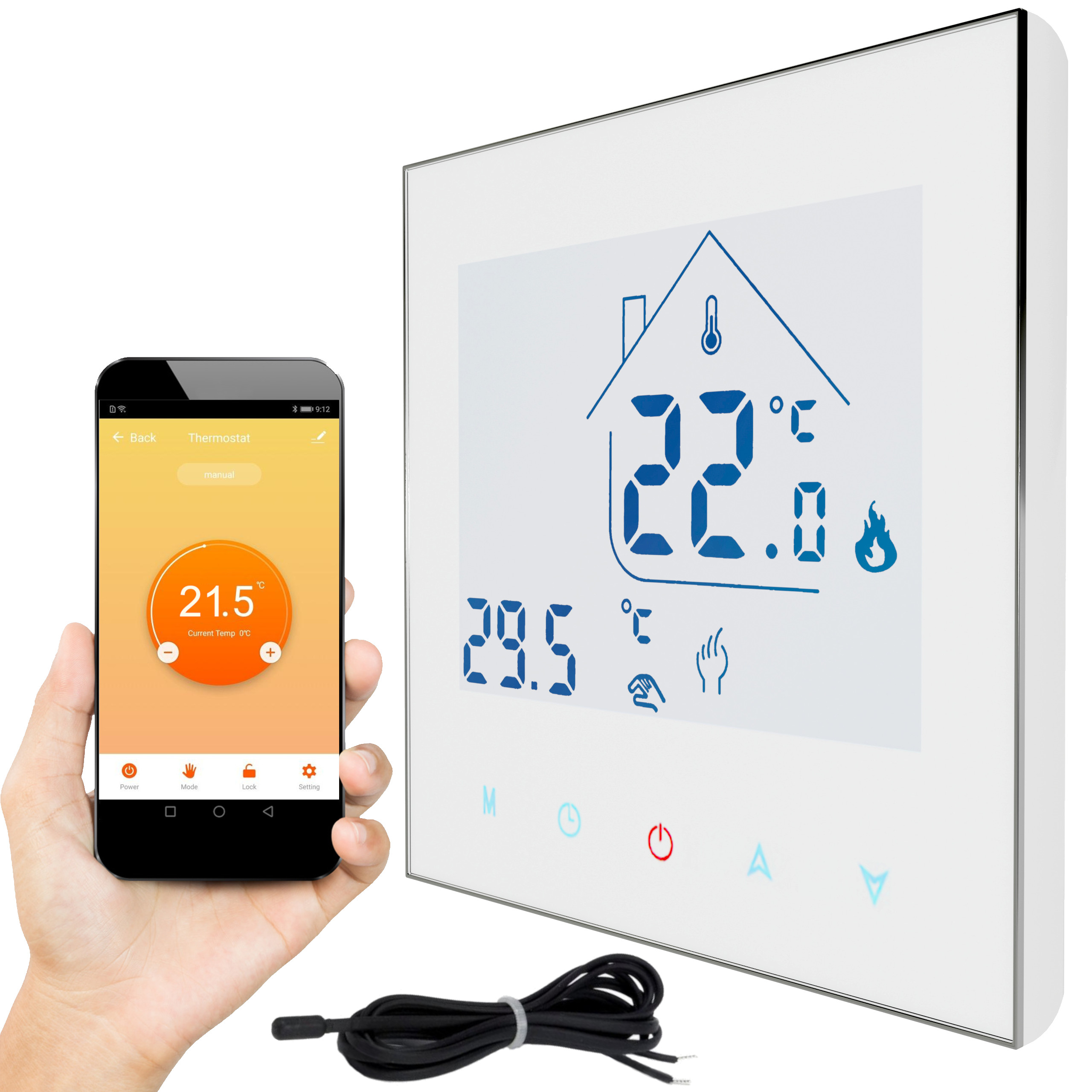 

Dotykowy Termostat Sterownik 16A Wifi 24/7 Cyfrowy