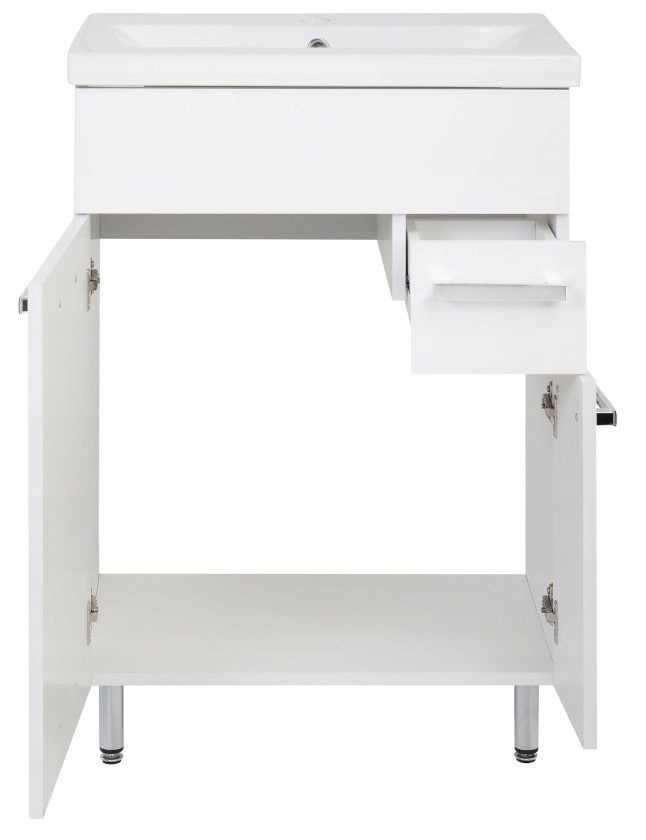 Szafka stojąca LUPO biała z umywalką 60 cm na 40 cm czarne uchwyty Marka Astor