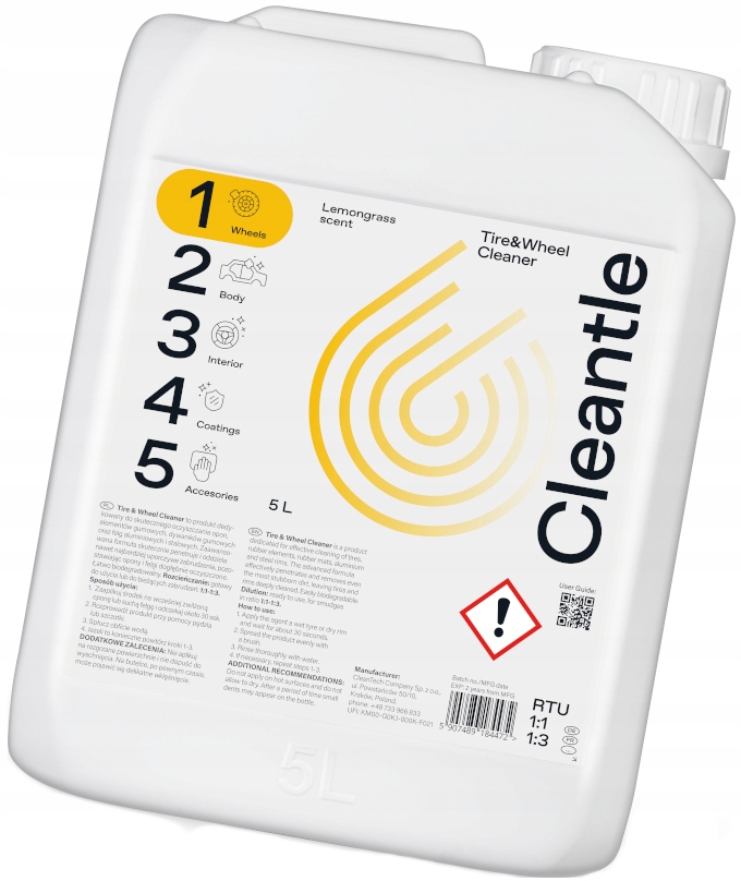 Cleantle Tire & Wheel Cleaner 5L Do Mycia Czyszczenia Felg Opon Kół Gumy
