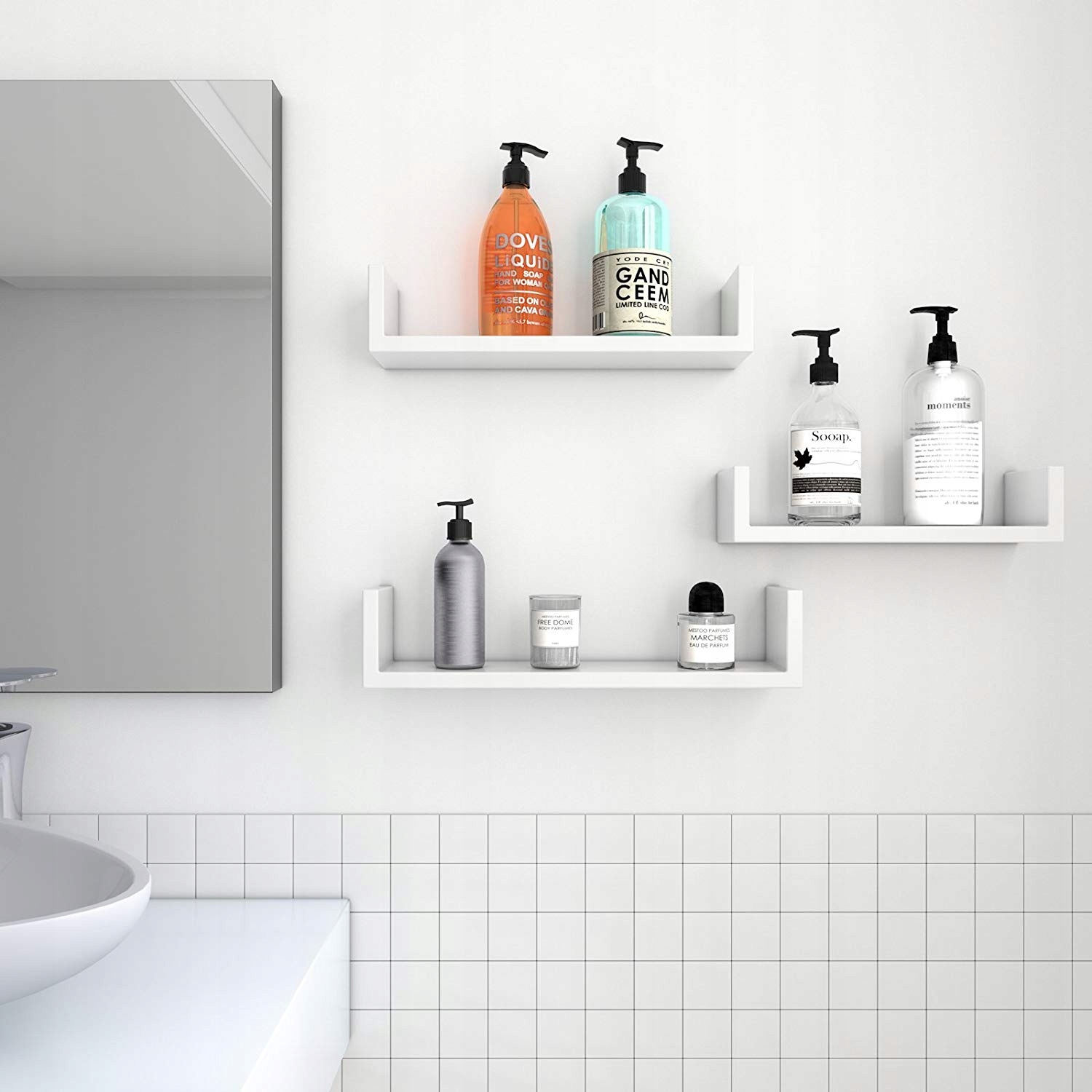 Półki ścienne Amora białe - 3 sztuk Marka Songmics