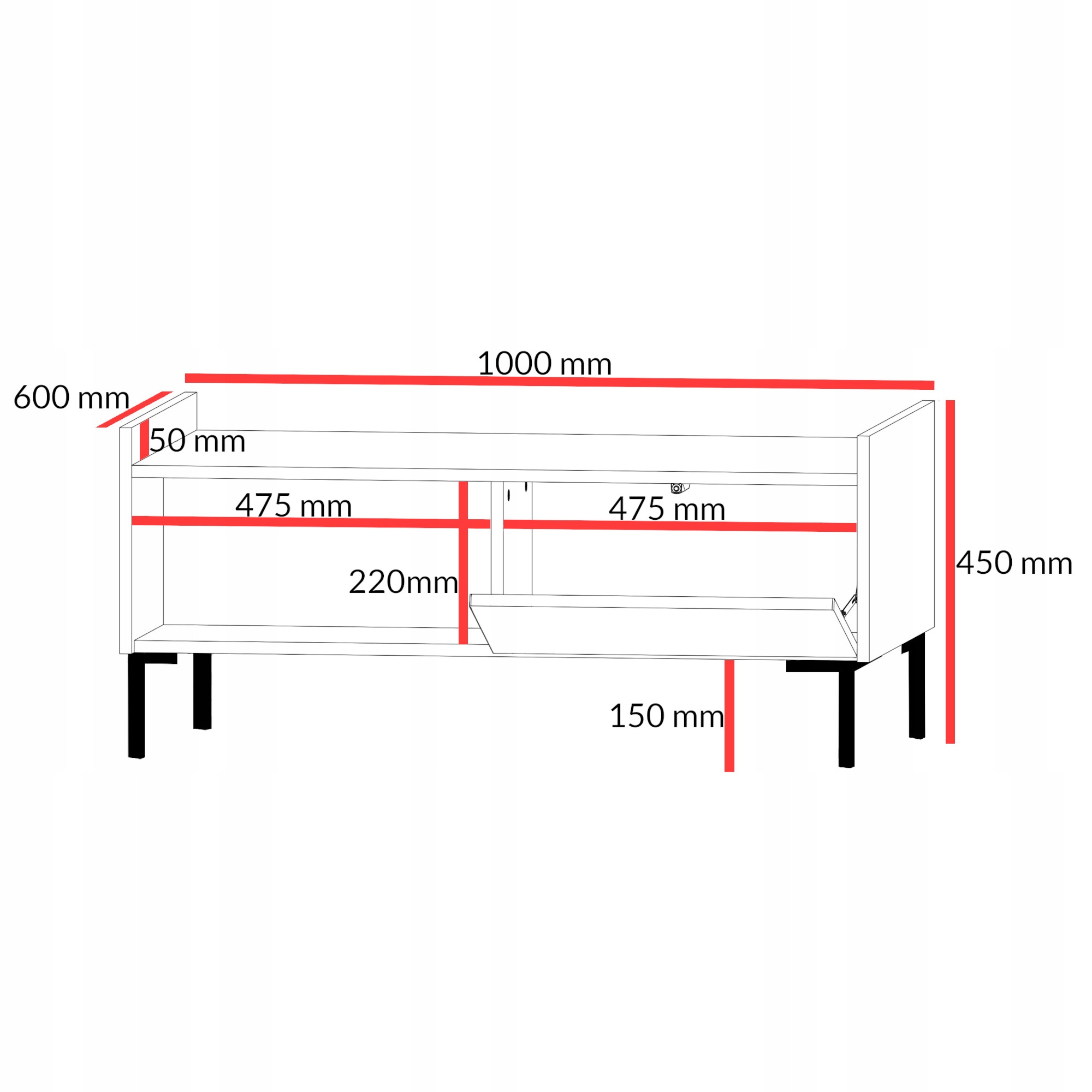 Ława prostokątna Liam 100 x 60 Biała