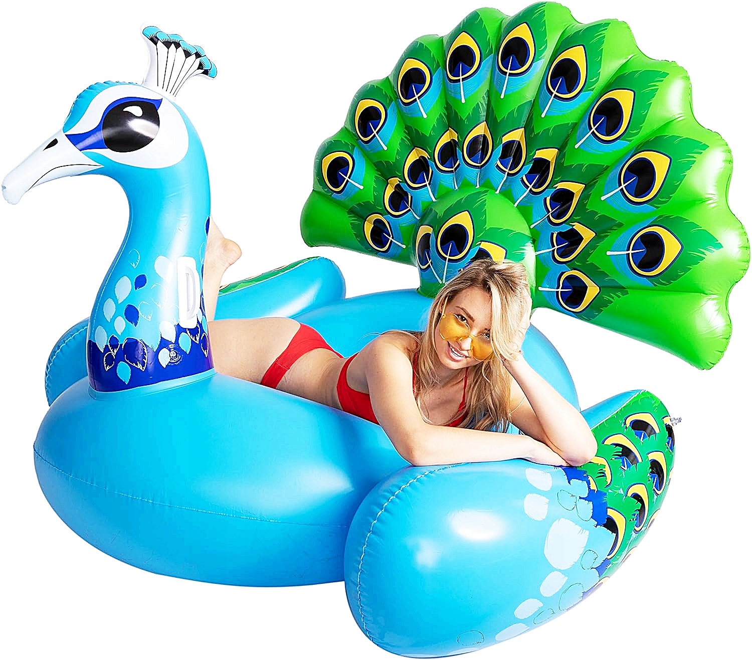 DUŻY MATERAC NA BASEN PLAŻĘ JEZIORO DO PŁYWANIA PAW NIEBIESKI DMUCHANY WODA Wiek dziecka 7 lat +