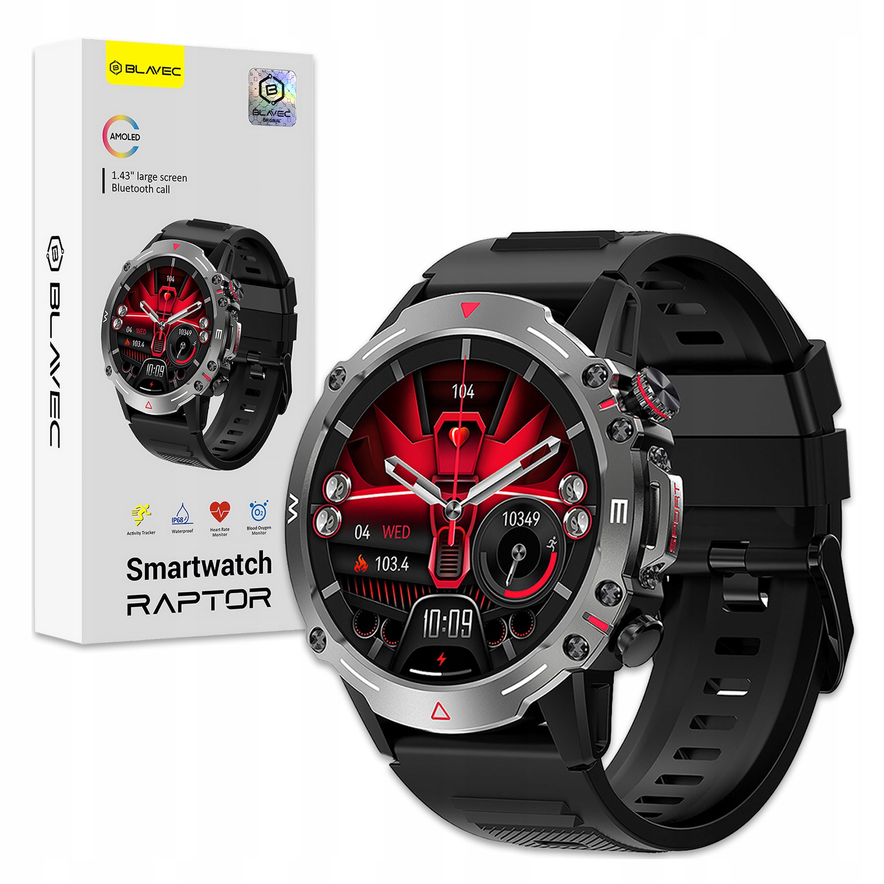 Smartwatch Zegarek Sportowy Wodoodporny Amoled Rozmowy Pomiar Tlenu Krwi