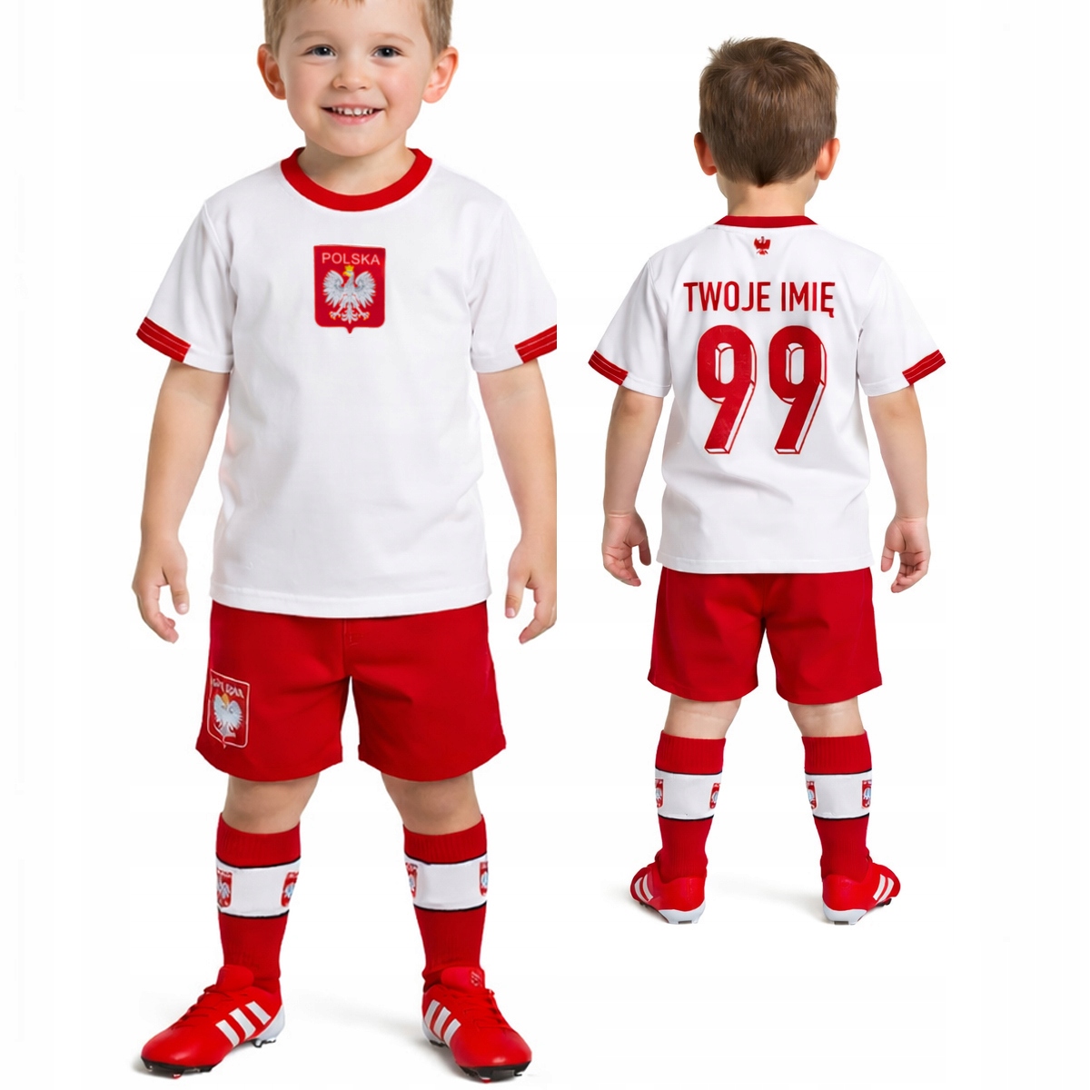 Polska Strój piłkarski getry Twój Nadruk Imię np Lewandowski 134 cm
