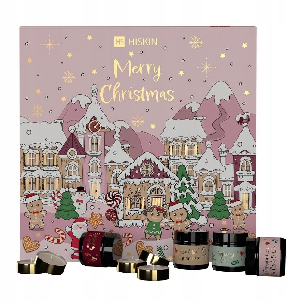 Адвент-календарь Hiskin Merry Christmas, 12 чайных свечей и 12 свечей в баночках — фото 3