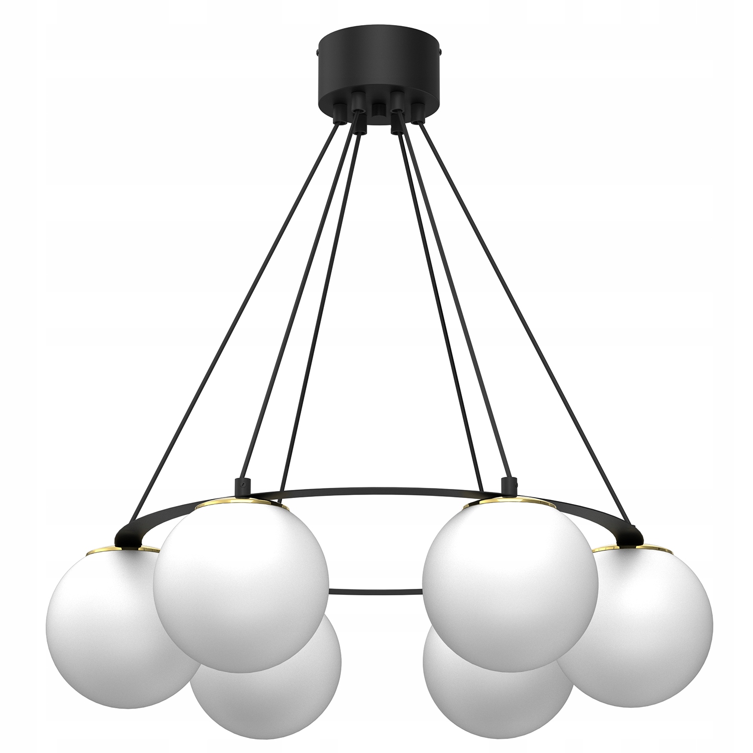 Luminex 5674 lustr Ballo kulatý černý/zlatý 6xE27