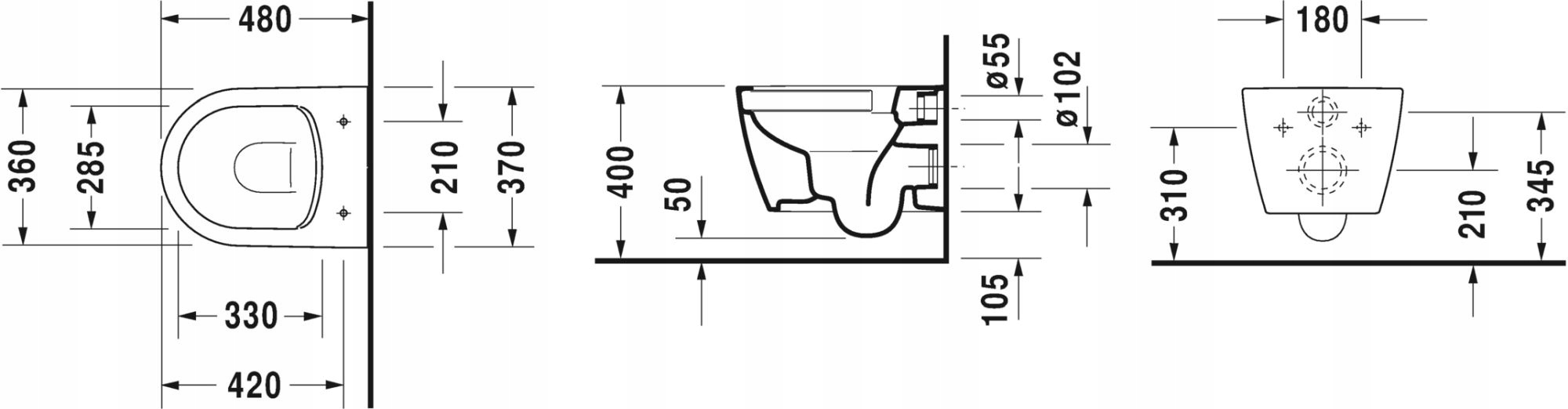 MISKA WC WISZĄCA RIMLESS DURAVIT ME BY STARCK Skład zestawu miska