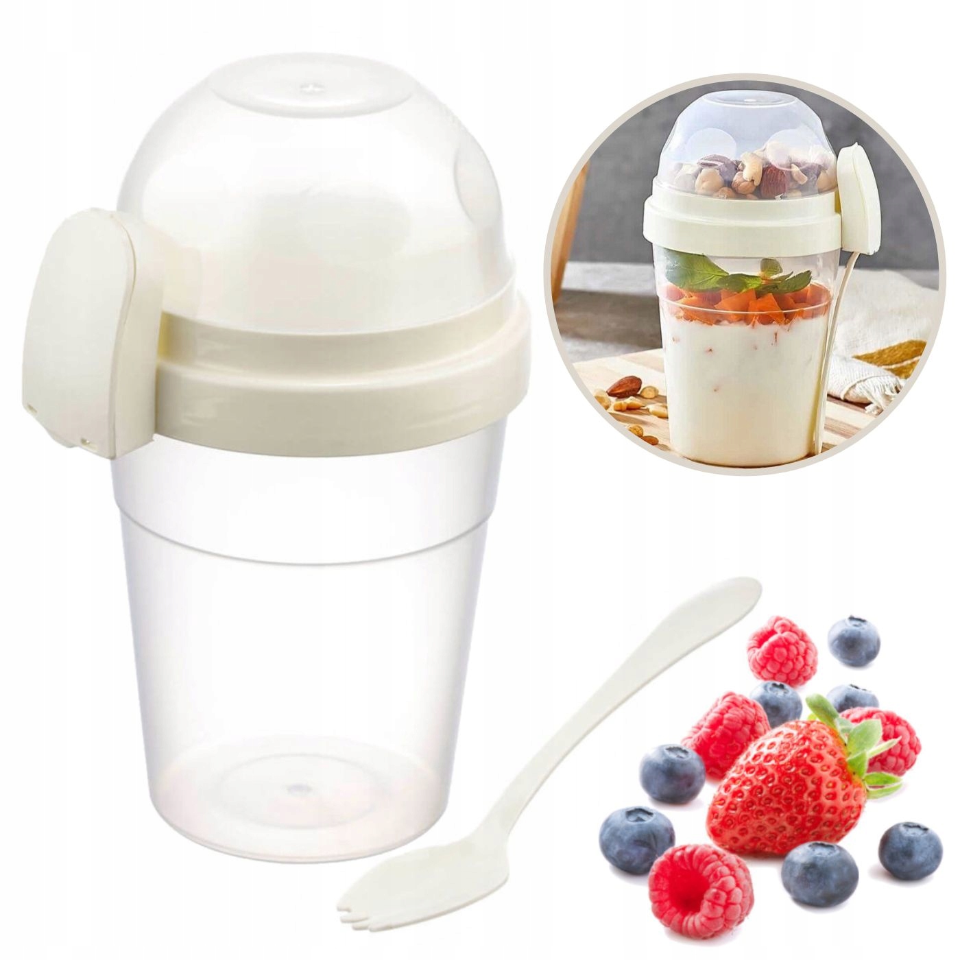 

Pojemnik Kubek Na Jogurt Musli Z Łyżeczką 600 ml