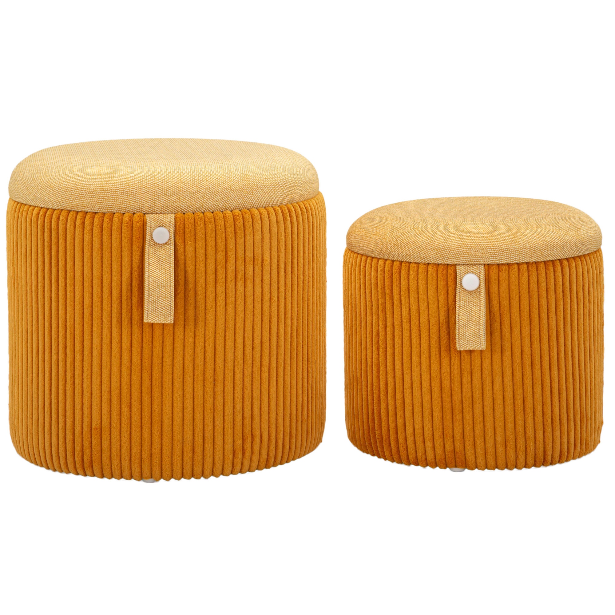 Pufy S Úložným Priestorom Polyester Ø 38 CM Ø 32 CM Oranžové 2 Ks