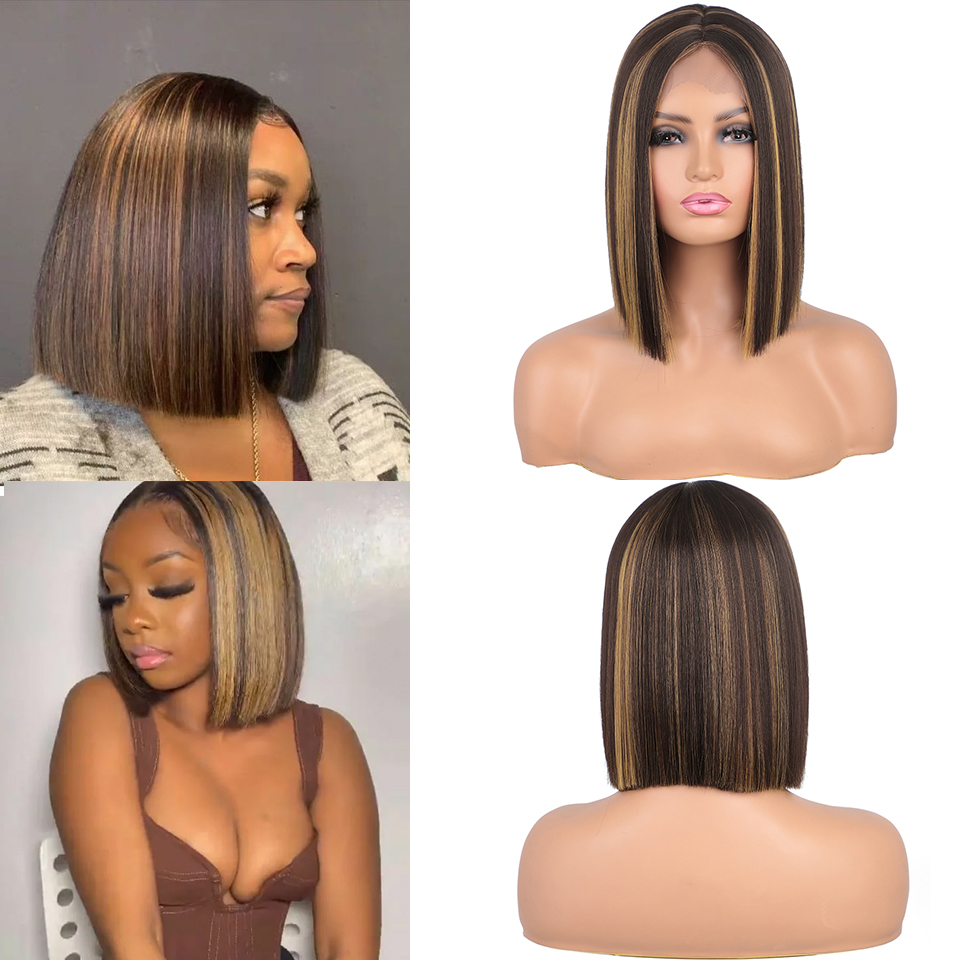 Hnědě melírovaná mikádo paruka Viola se síťkou (lace front)