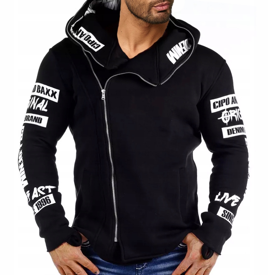 Mikina Cipo Baxx pánská rozepínací, prodloužená Kapuce