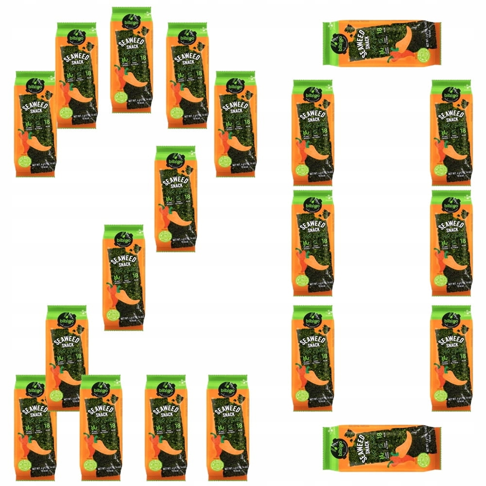 20x Nori Snack Koreańska Chrupka Przekąska Algi Seaweed Hot Chili 4g Bibigo