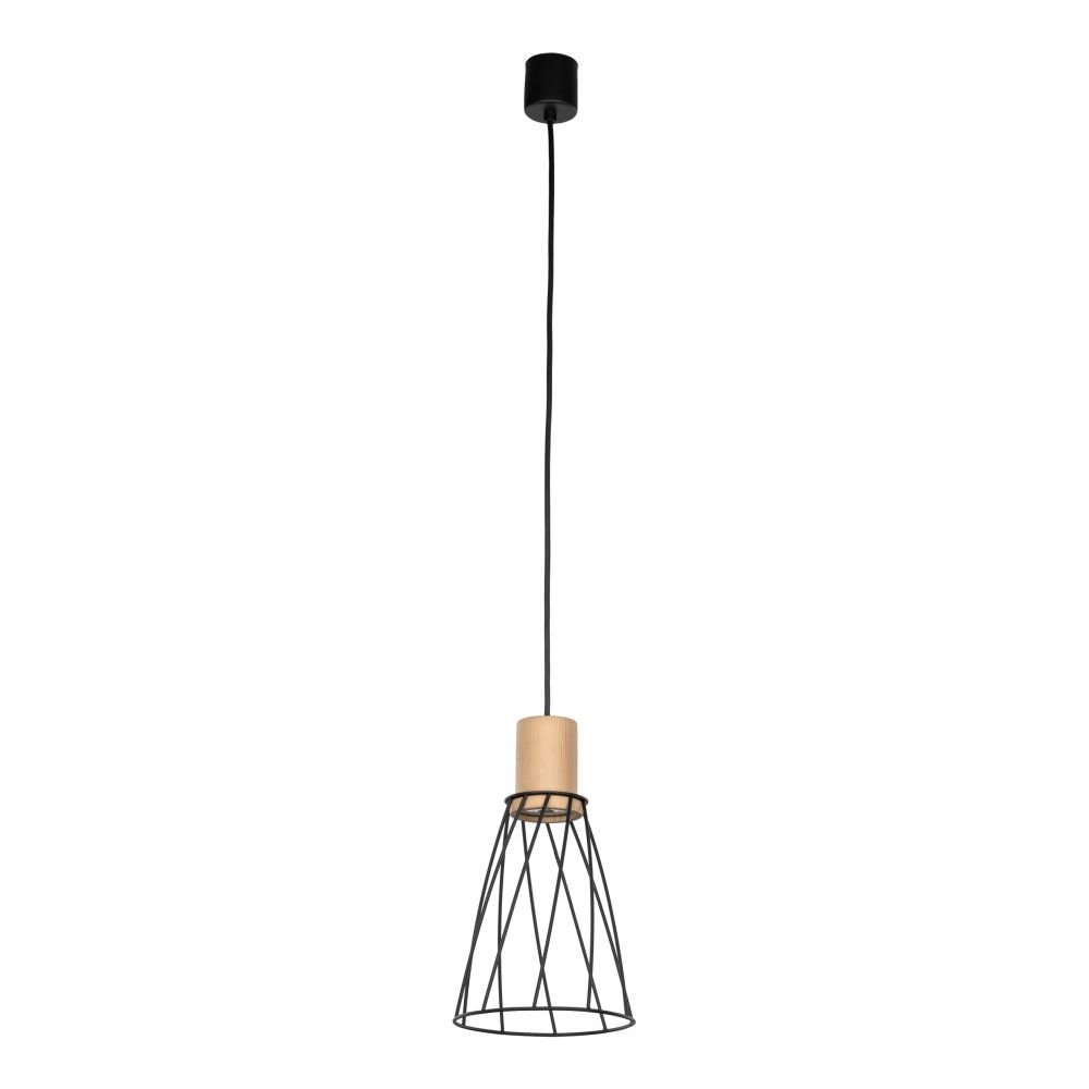Černá kovová závěsná drátěná lampa Modesto Wood Borovice 10155 Tk Lighting