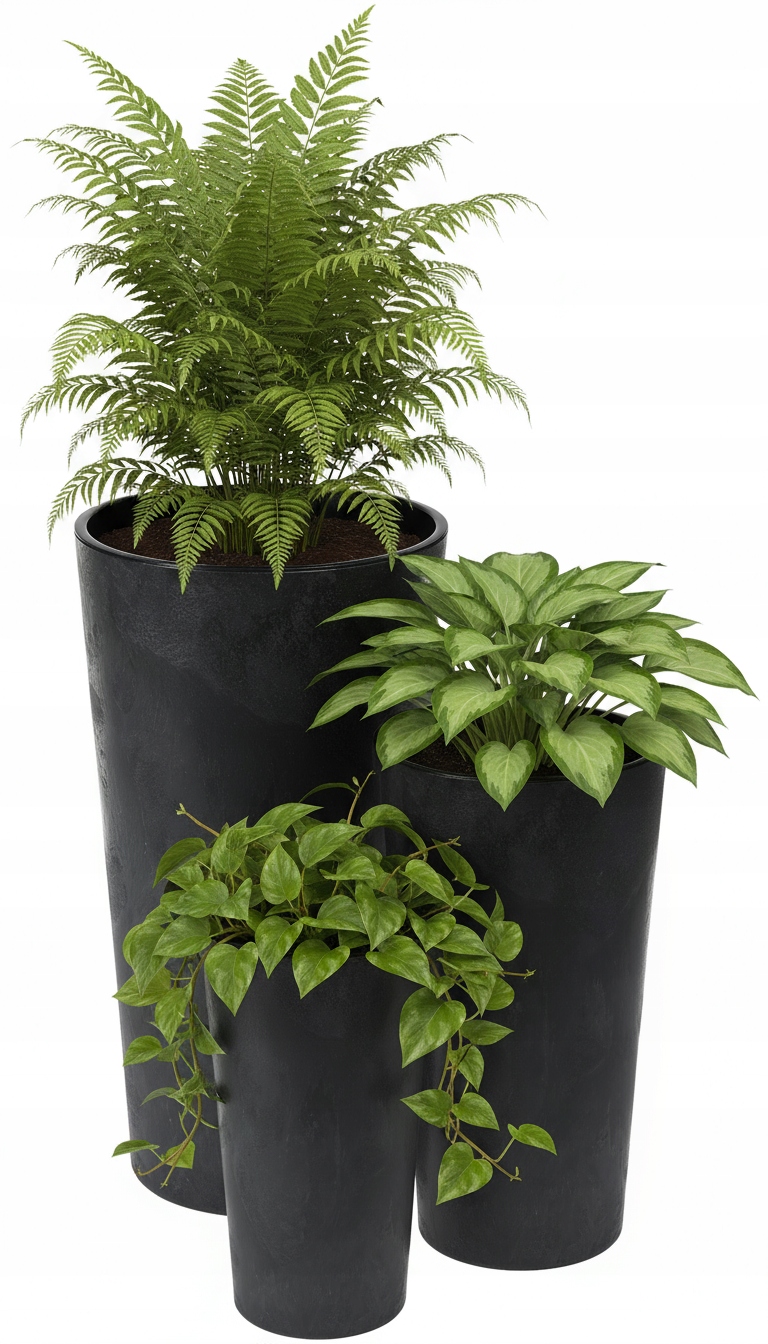 Zestaw 3 Wysokich Donic Lilia śr. 14cm/19cm/25cm Czarny Beton imitacja