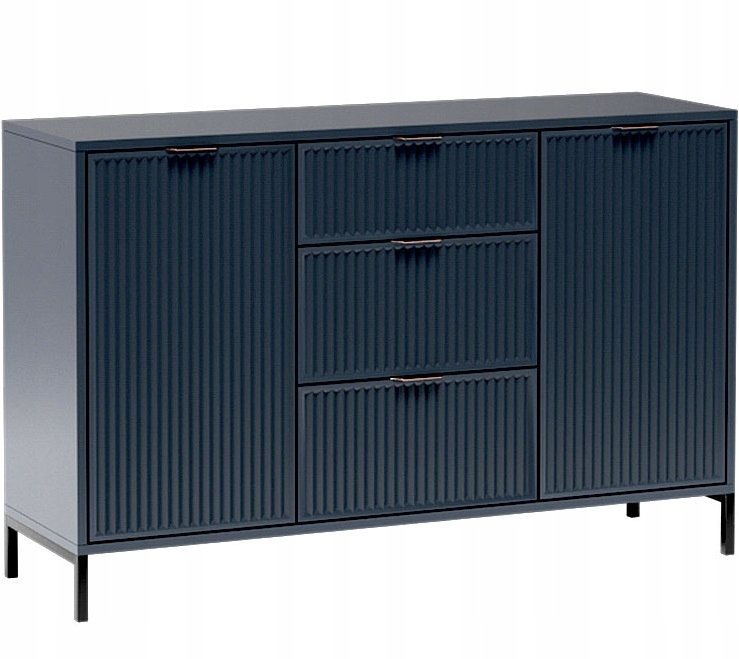 Nowoczesna Komoda LINKaSTYLES 135 x 40,6 x 86 Indygo Egger mat granatowa