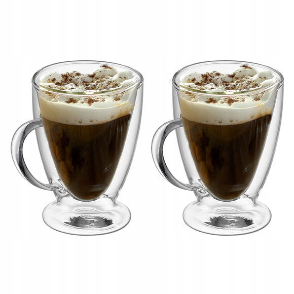 SZKLANKI TERMICZNE PODWÓJNE DNO Z UCHEM DO KAWY HERBATY M. GESSLER 2x300 ML