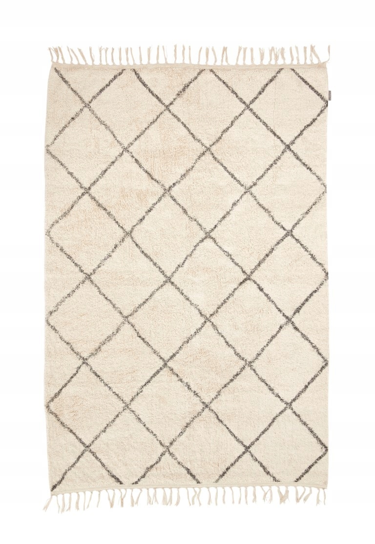 Koberec z bavlny s kosočtverci 180 cm přírodní Hübsch