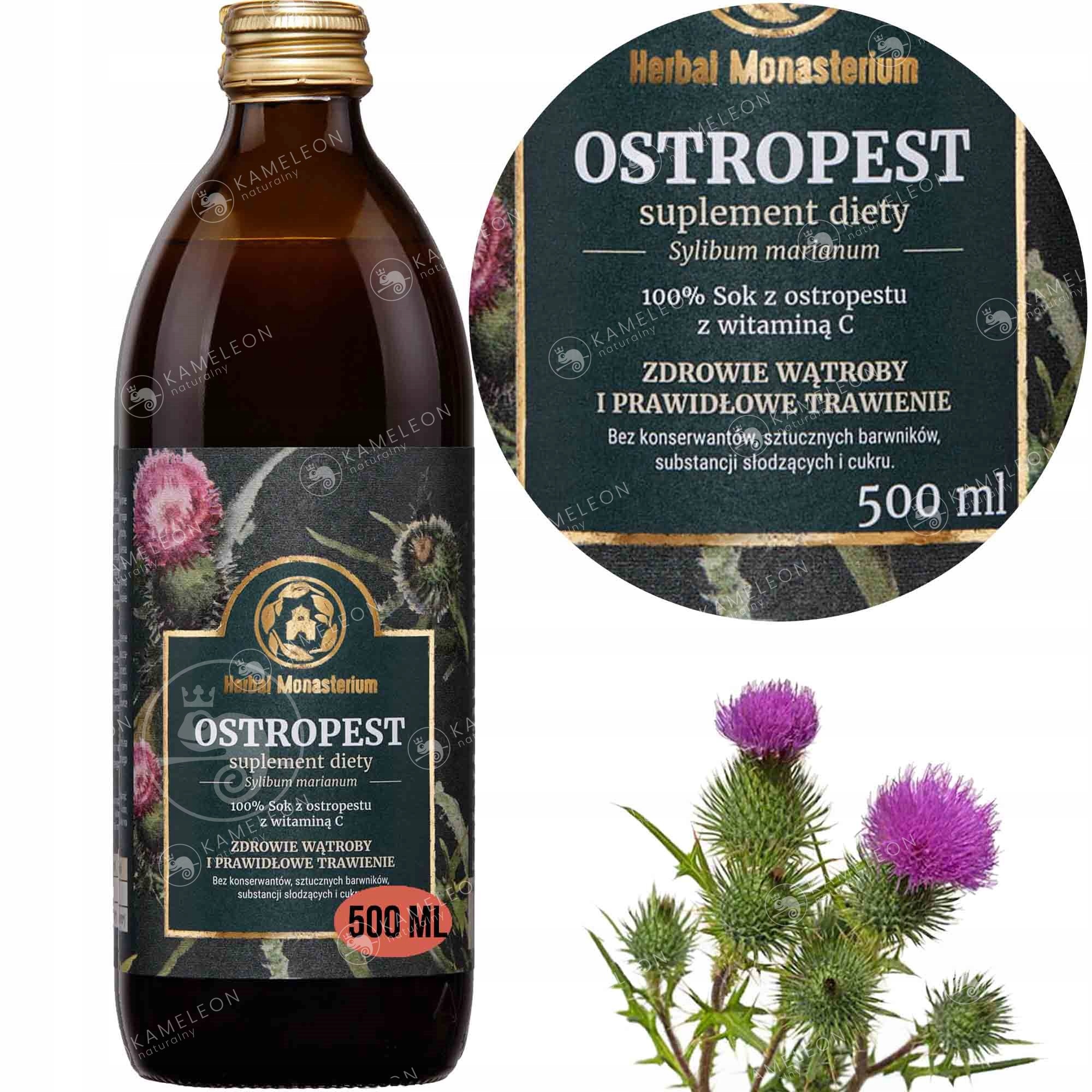 

HERBAL100% Sok z Ostropestu 500ml wsparcie wątroby