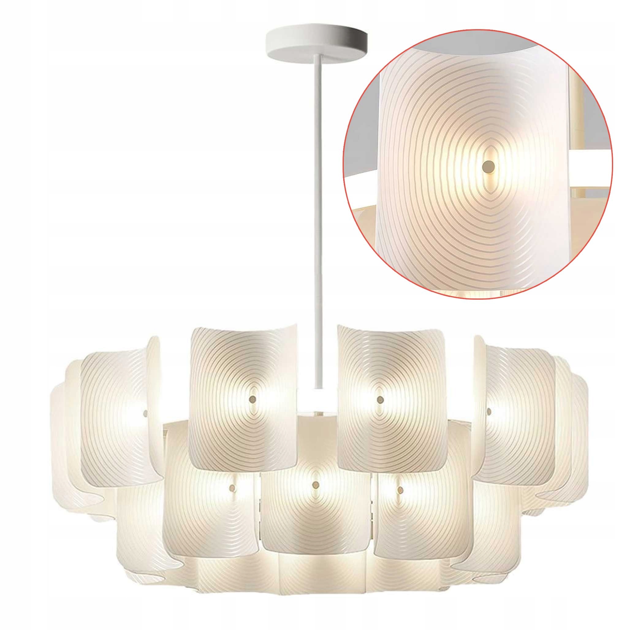 Led závesná lampa Biela Béžová Veľký moderný luster do obývačky Biela