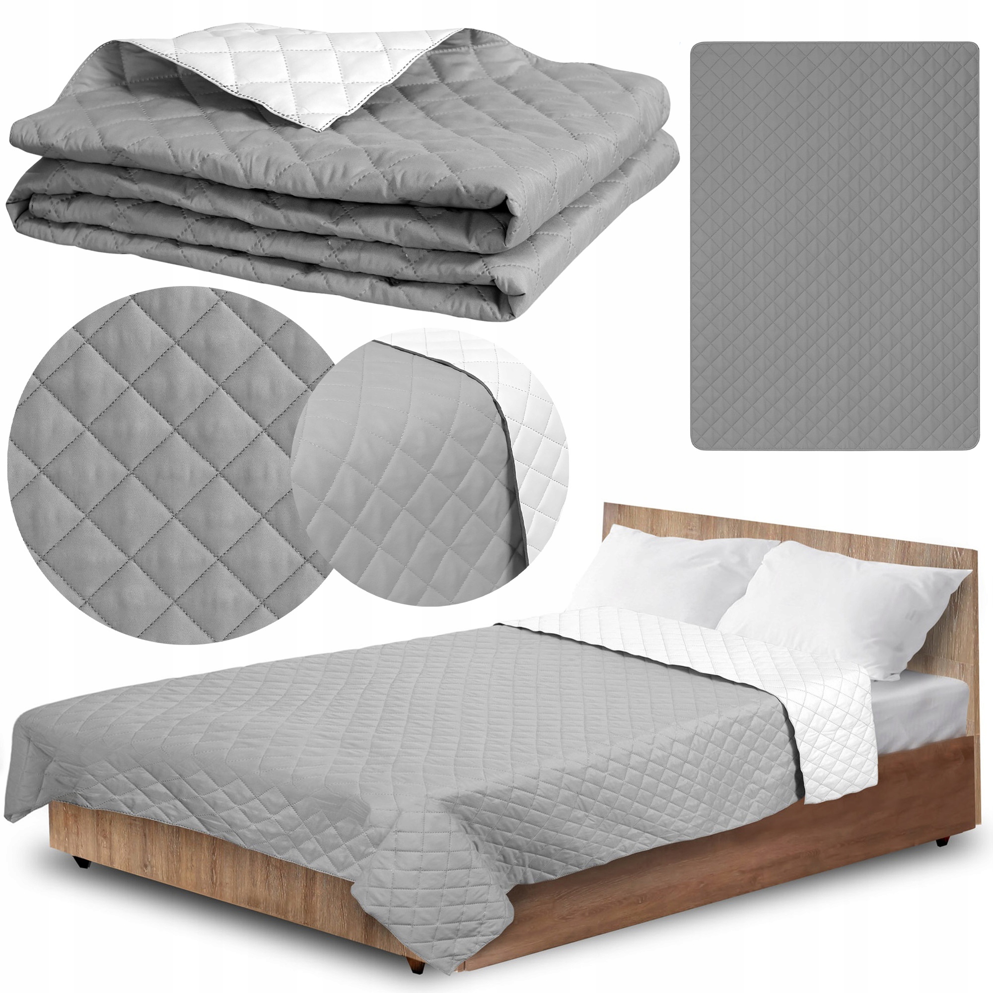 Přikrývka Na Postel Pohovka 220x240 CM Do Ložnice Prošívaná Na Pláž Deka Šedá