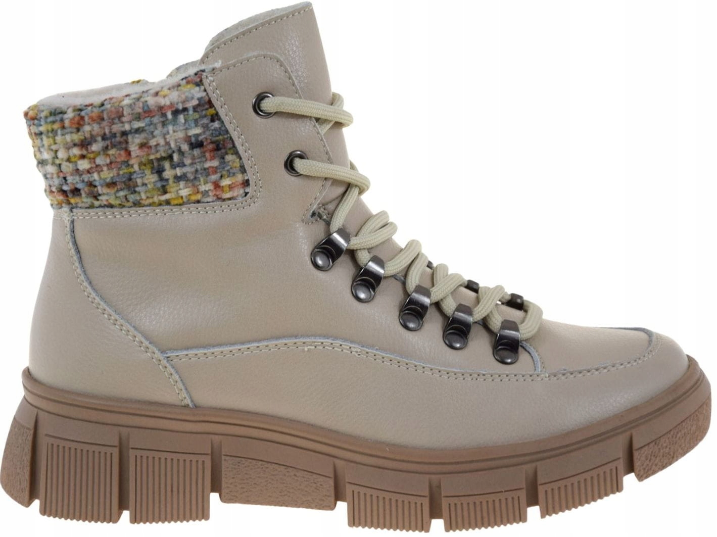 Dámské kotníkové boty kožené boty Cambell 25-19346BG béžové zateplené na podzim a zimu VEL.38