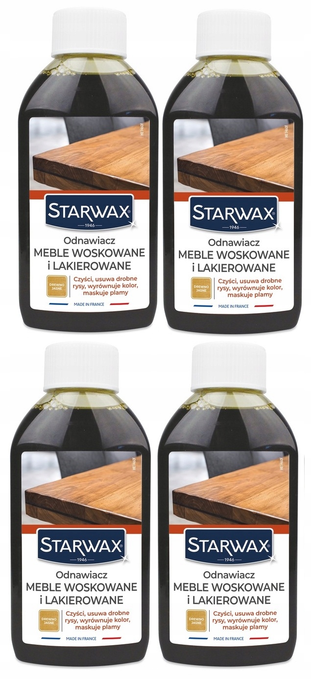 4xSTARWAX Obnovovač Nábytku Voskované A Lakované Světlé Dřevo 250 ML
