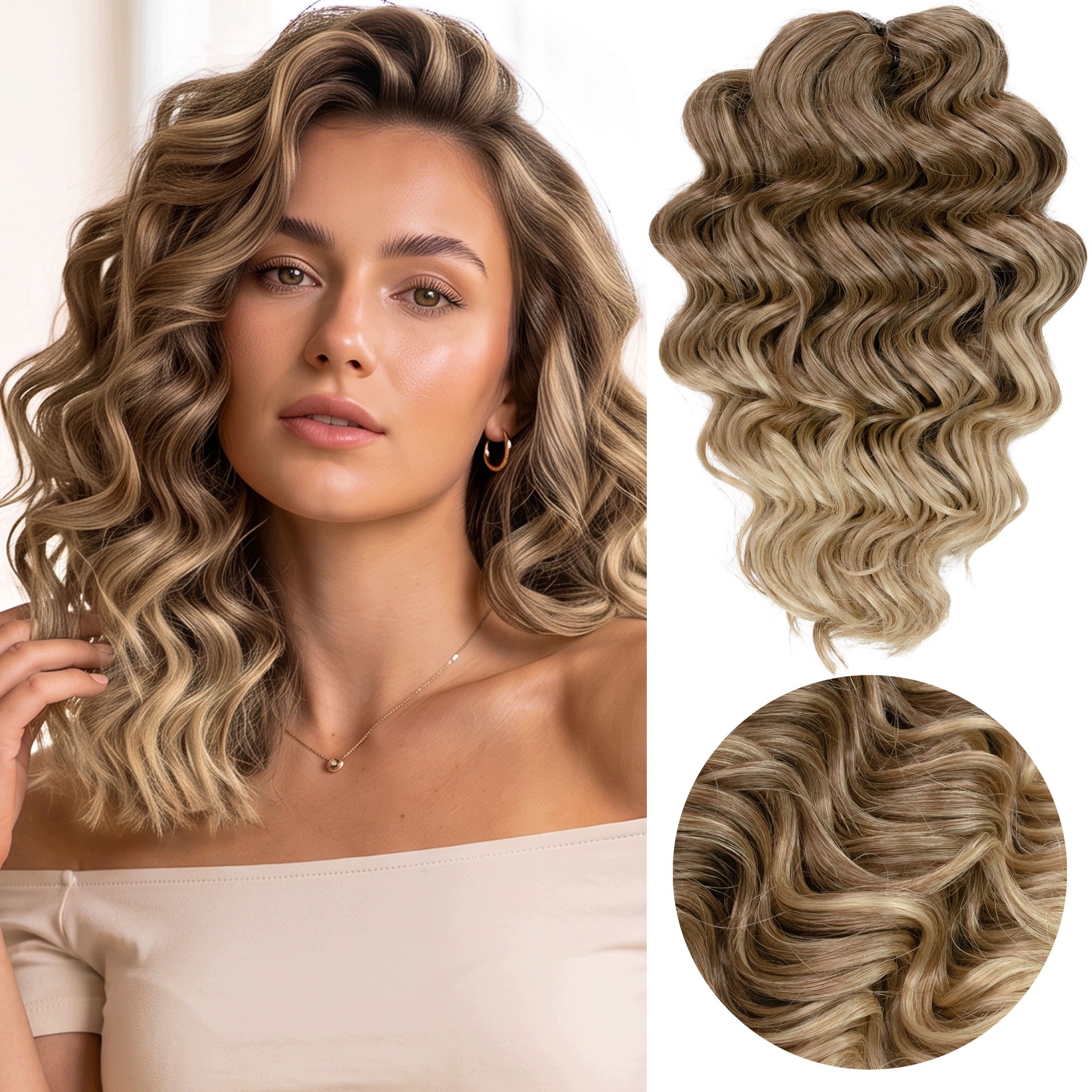 Włosy syntetyczne fale loki Afroloki Amelia Pro 30cm 200g brąz blond ombre