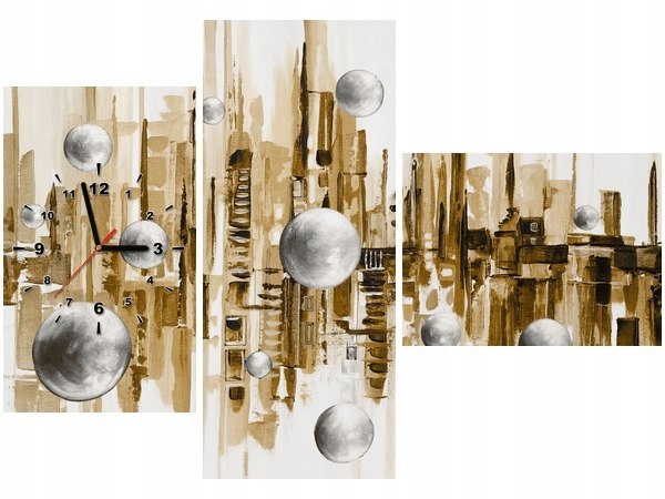 100cm 70cm ZEGAR 3 elem Miasto ze snu sepii ścienny druk cyfrowy obraz