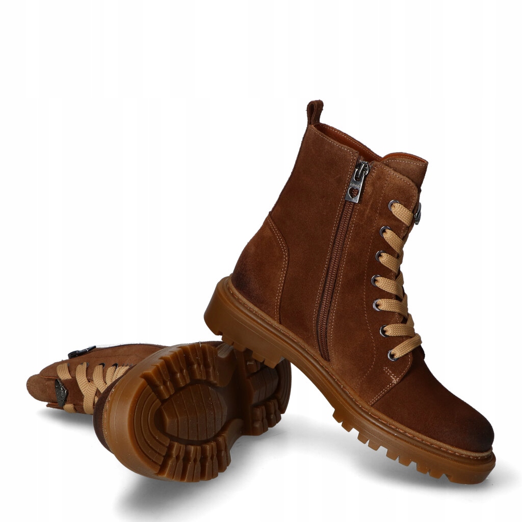 Hnědé zateplené kožené dámské kotníkové boty s kožíškem Karino 38