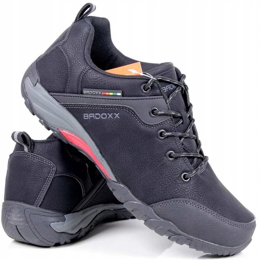 Černo-šedé Pohodlné Pánské Trekové Polobotky, Sportovní Boty Badoxx, Módní