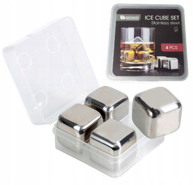 WIELORAZOWE KOSTKI LODU ELEGANCKIE STALOWE DO WHISKY PREZENT DLA CHŁOPAKA