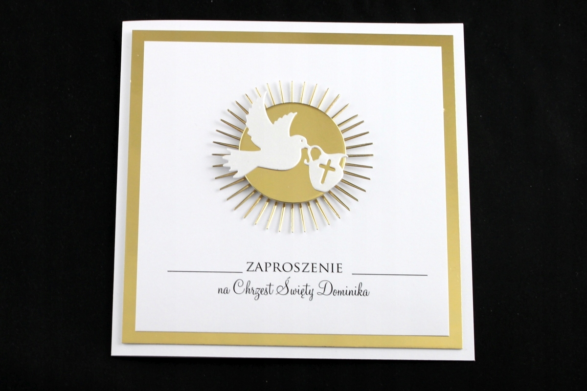 Zaproszenia na Chrzest ZŁOTE Personalizacja Kształt kwadratowy