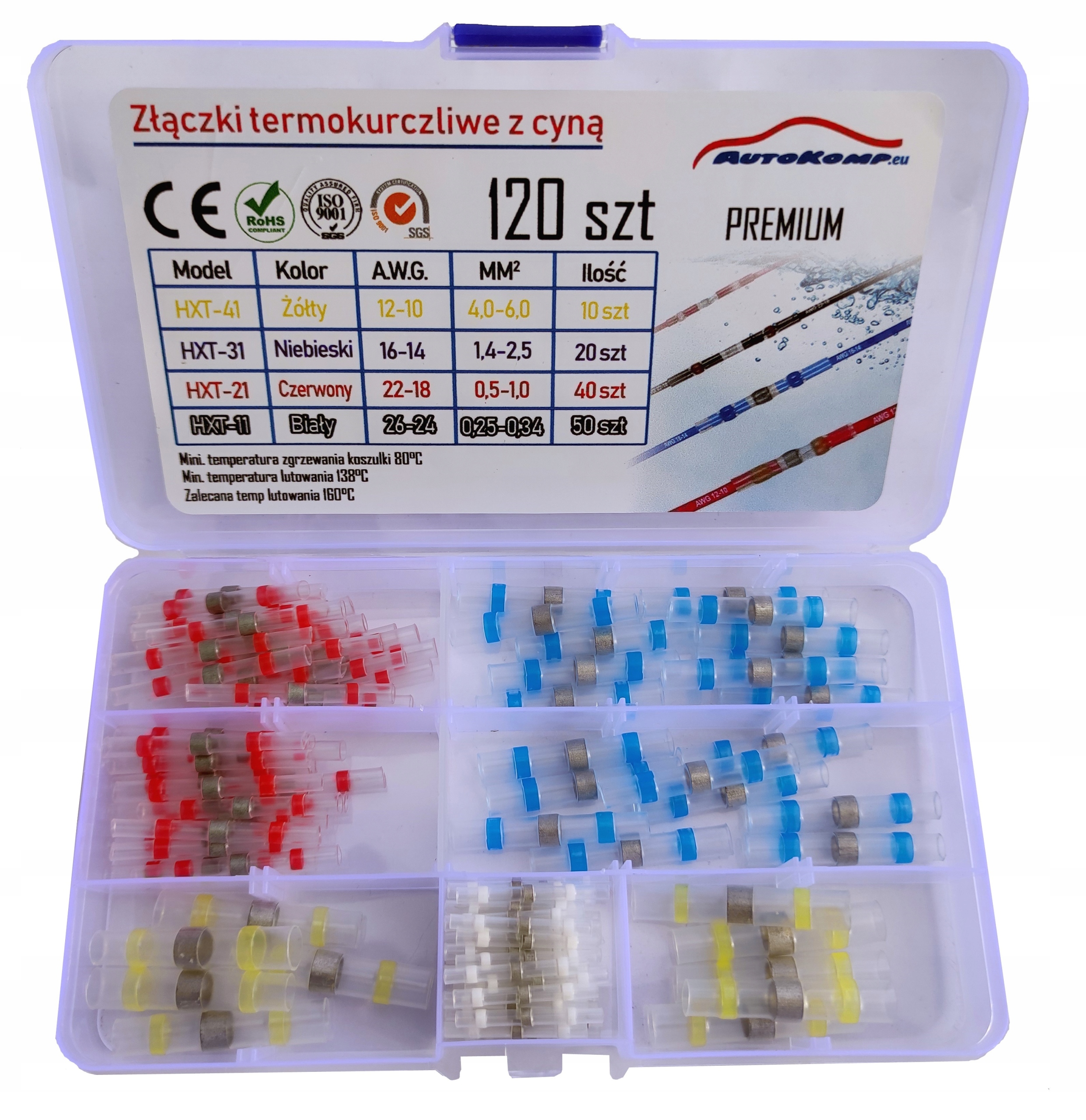 

Złączki koszulki Termokurczliwe Z Cyną 120 szt
