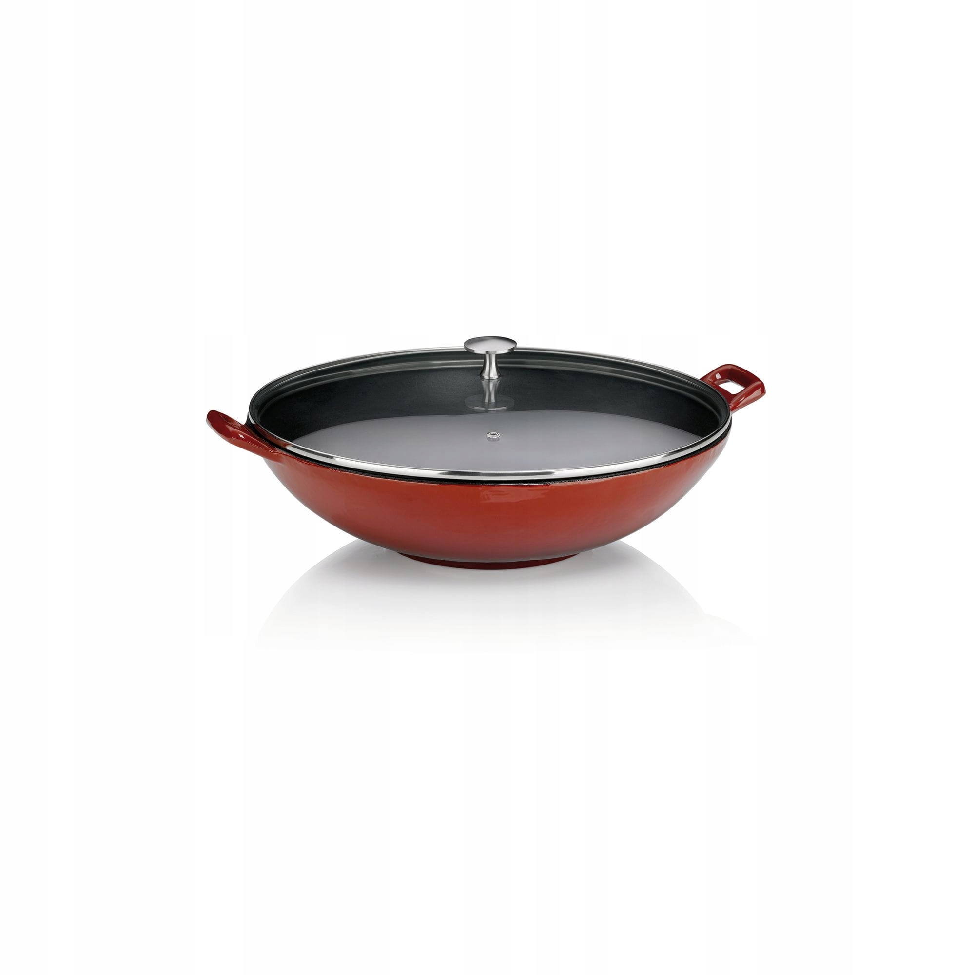 Wok Kela Calido ze szklaną pokrywą, żeliwo śred.36