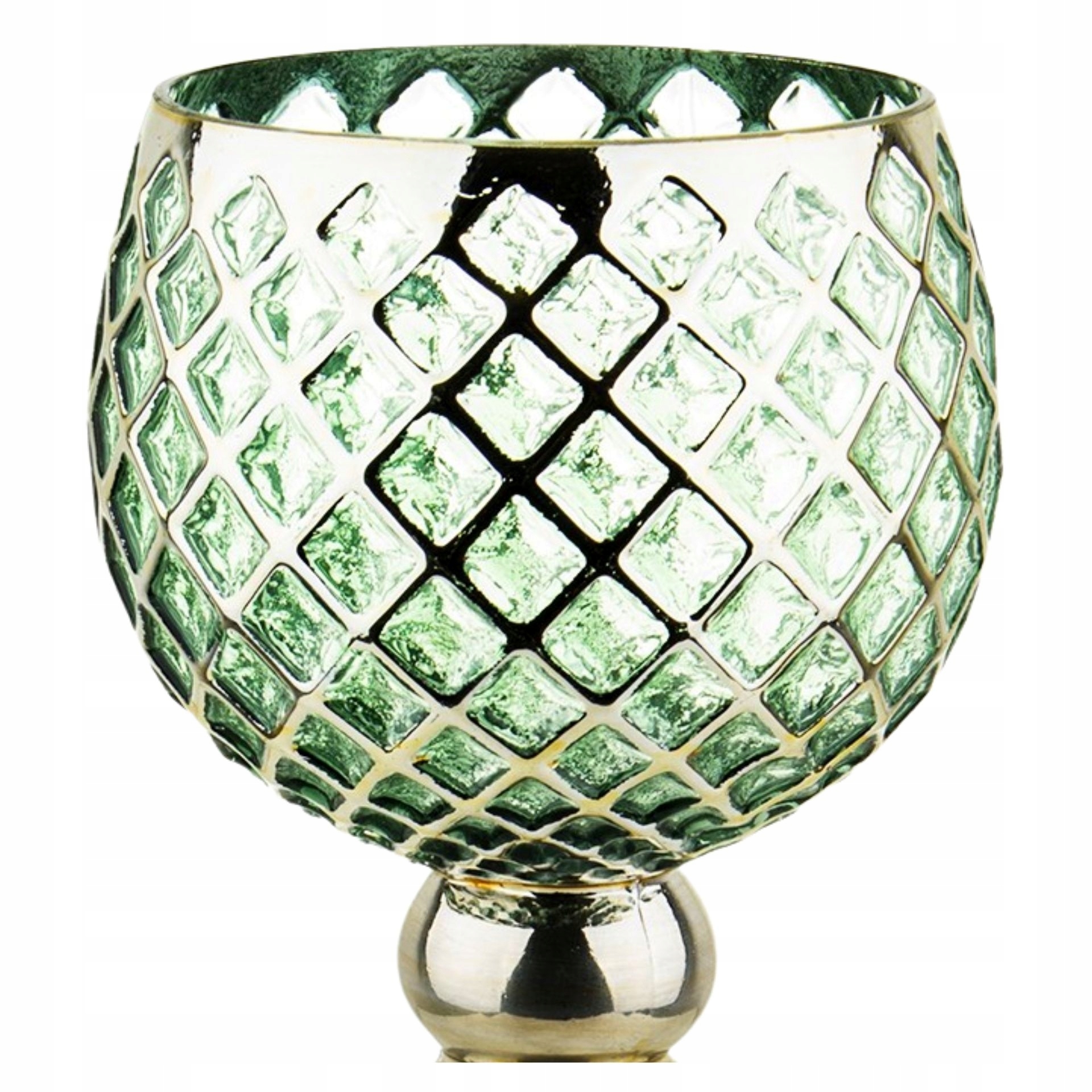Подсвечник стеклянный кубок средний зеленый украшение 30 тип фонарь