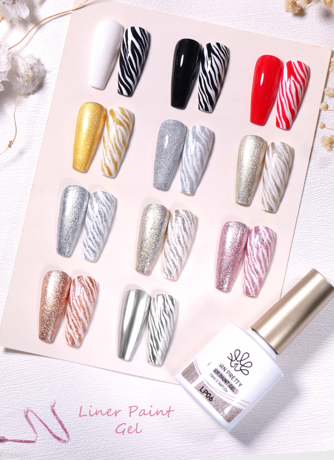 BORN PRETTY - LINER PAINT GEL UV/LED - Żel do Zdobień z Pędzelkiem - LP05 Rodzaj Farbki i lakiery