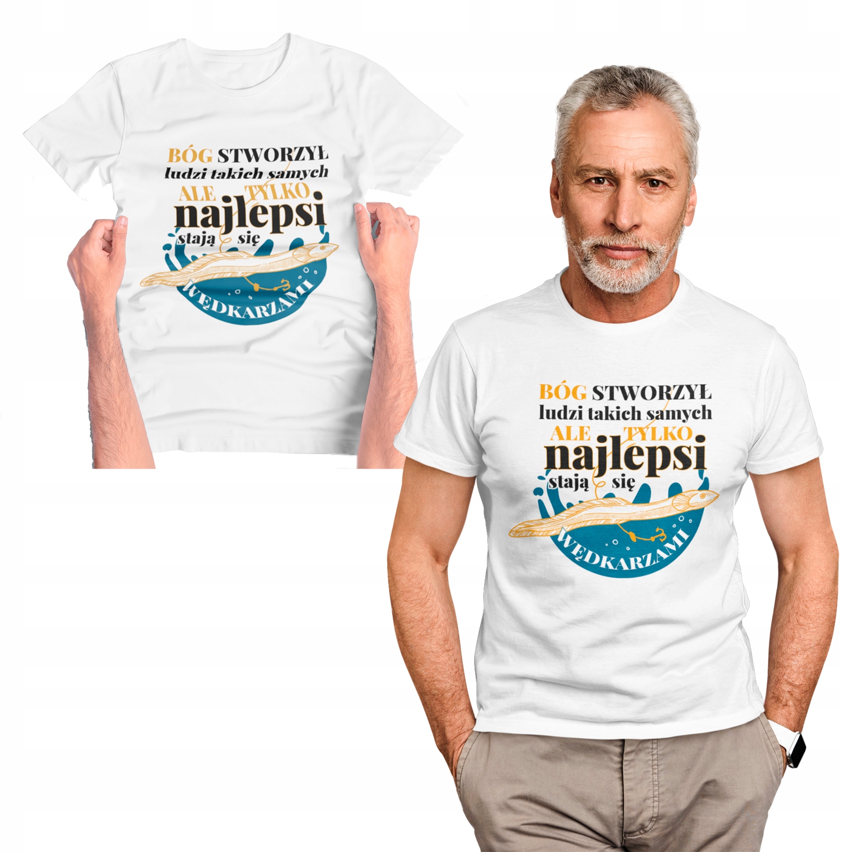 

Męska Koszulka Wędkarz Węgorz Duży Tshirt Nadruk