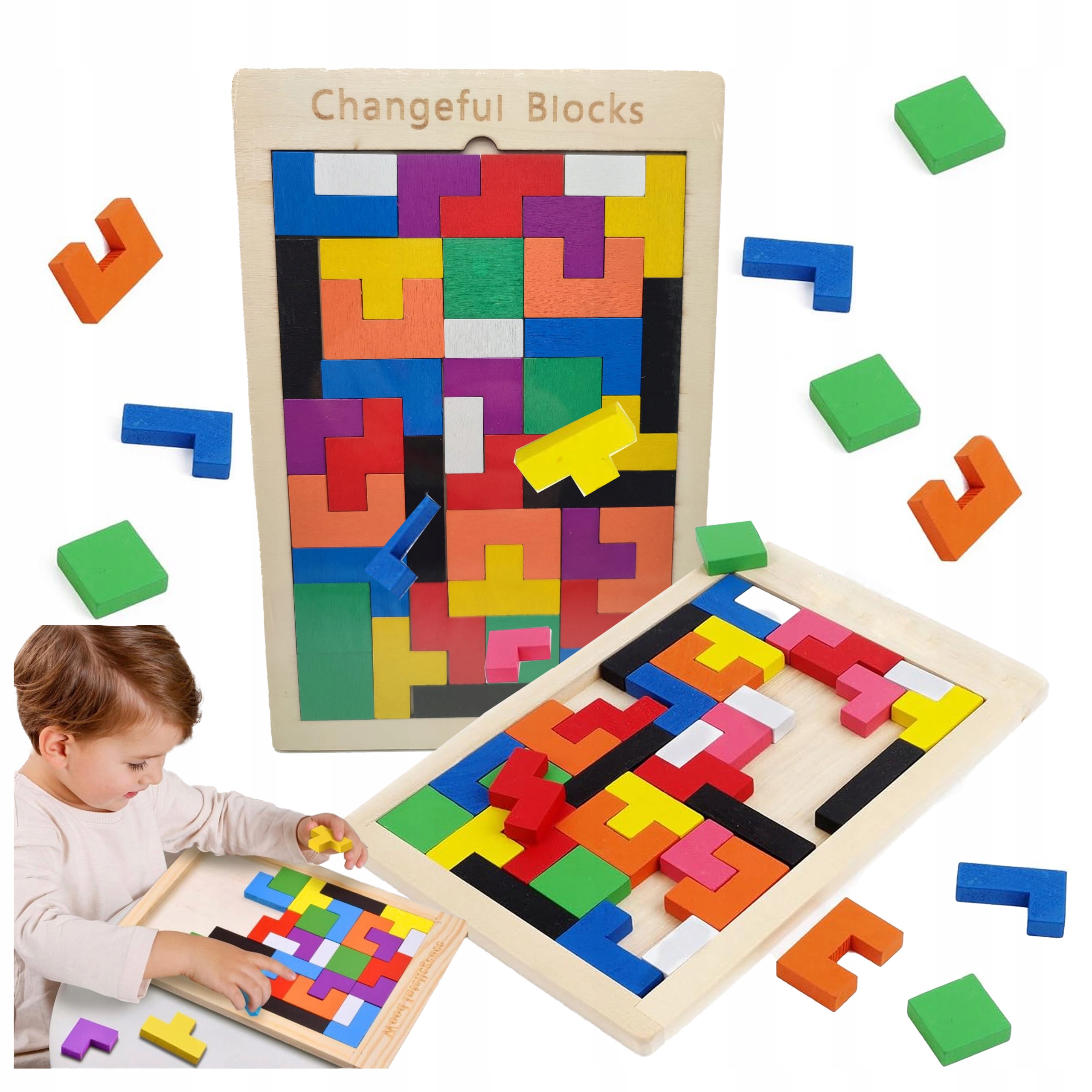 Tetris Gra Dla Dzieci Logiczna Klocki Drewniane Drewniany Zabawka Zabawki