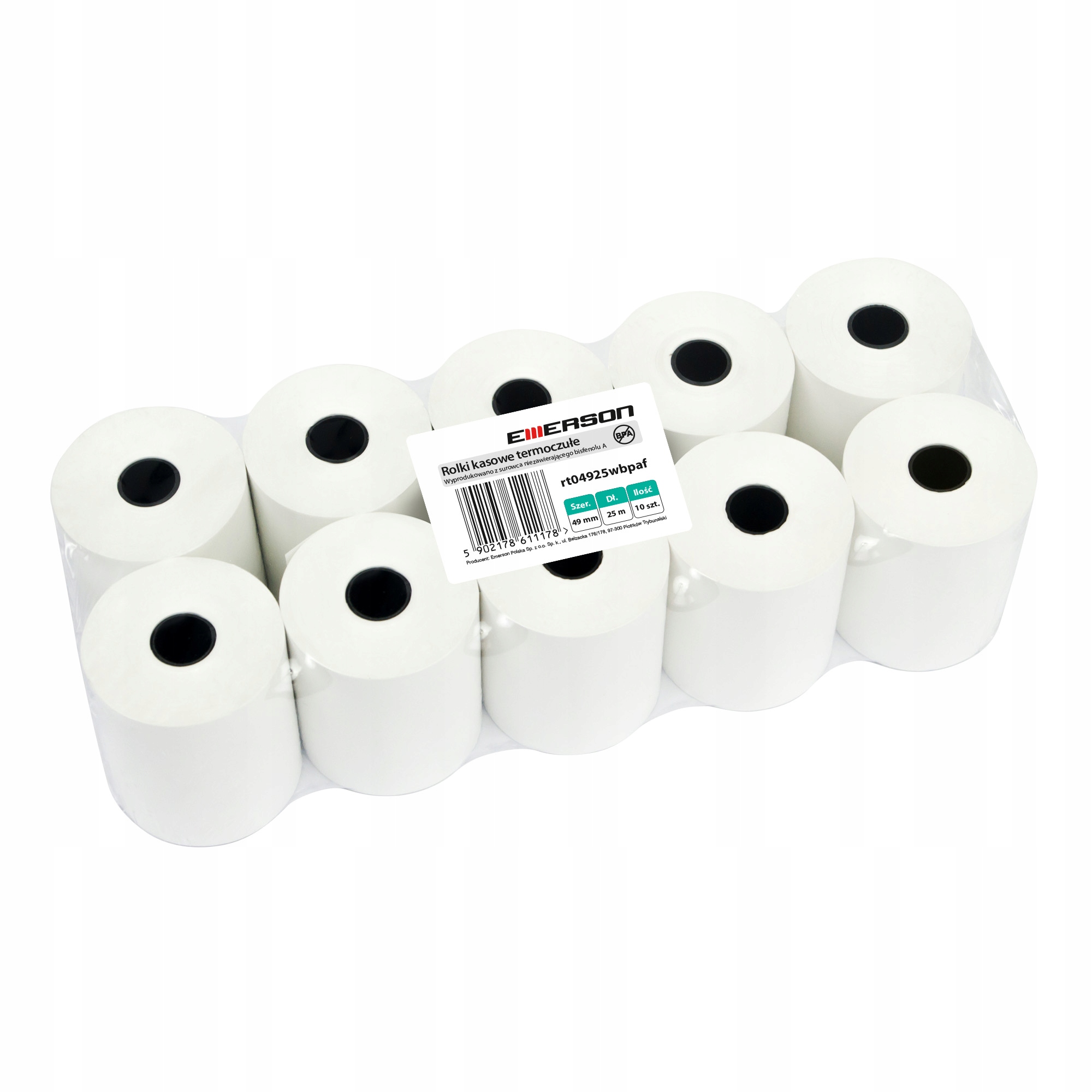 

Rolka Termiczna Emerson 49x25m 10 sztuk Bpa free