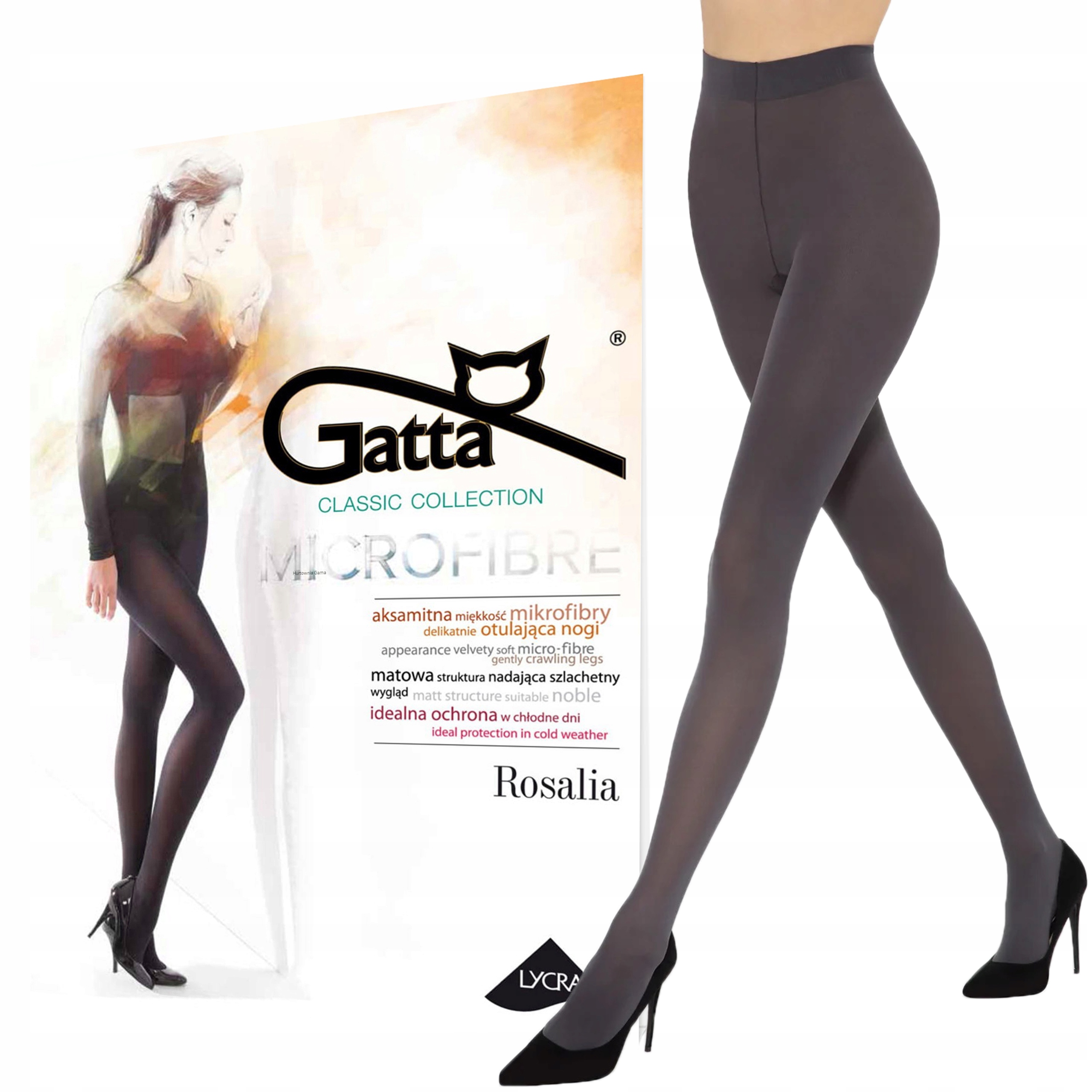 

Grube rajstopy Gatta Rosalia 40 den, grafit, 4-L