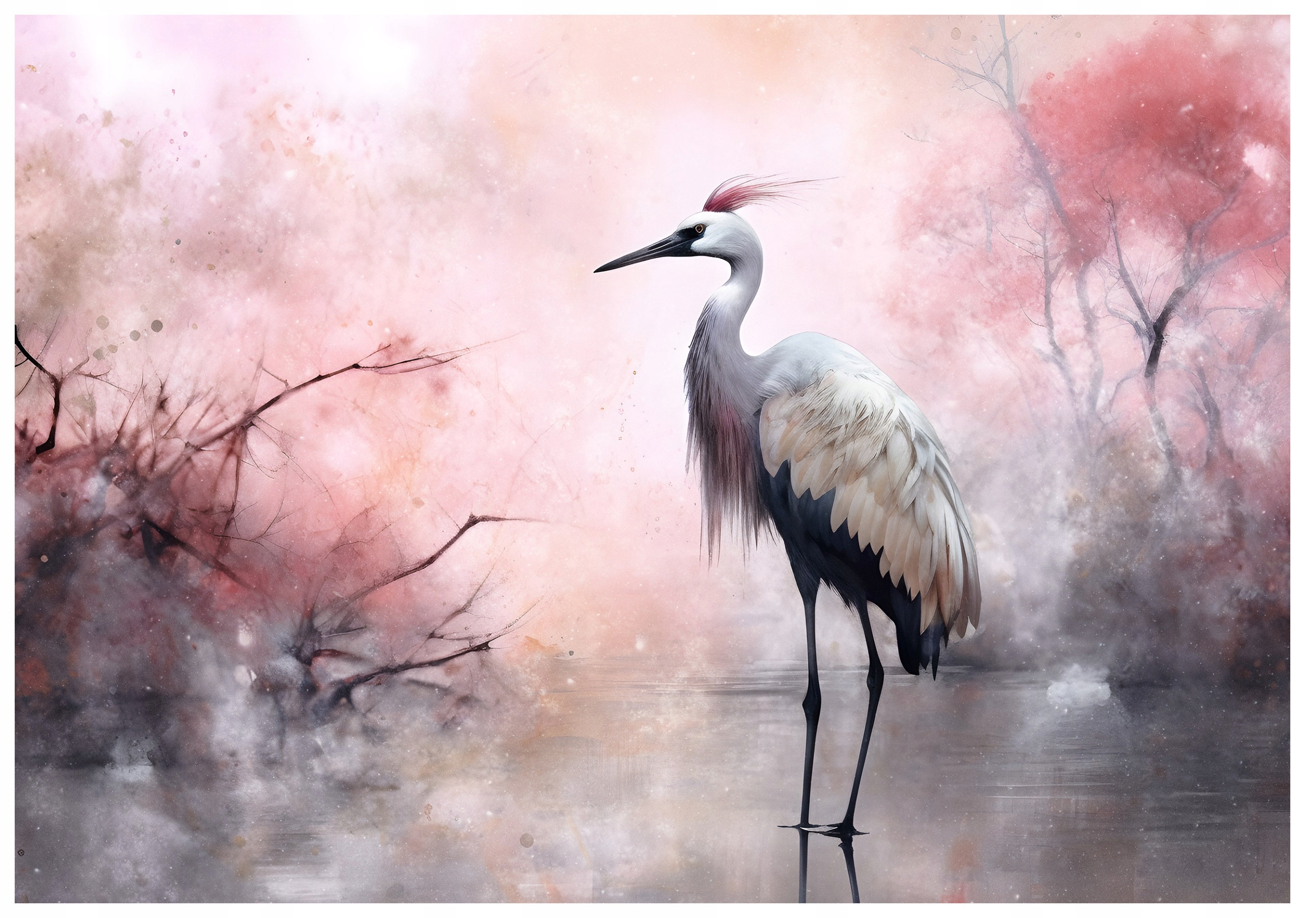 Fototapeta Čapla v růžovém světle západu slunce 254x184 lepidlo