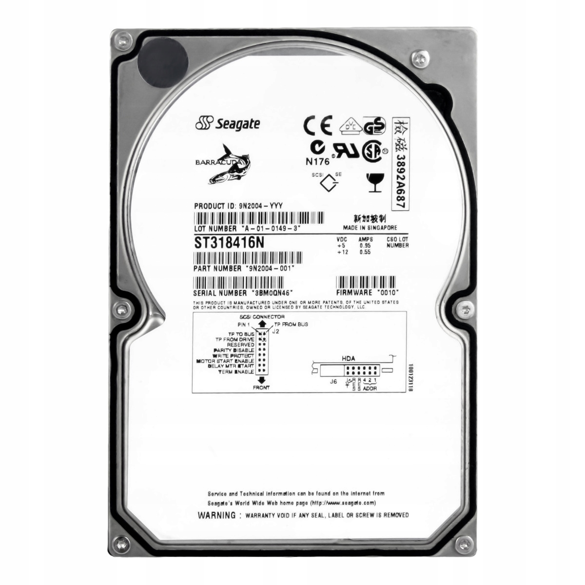 Seagate Barracuda 18XL 18.4GB 7.2K Scsi 50-PIN 3.5" ST318416N