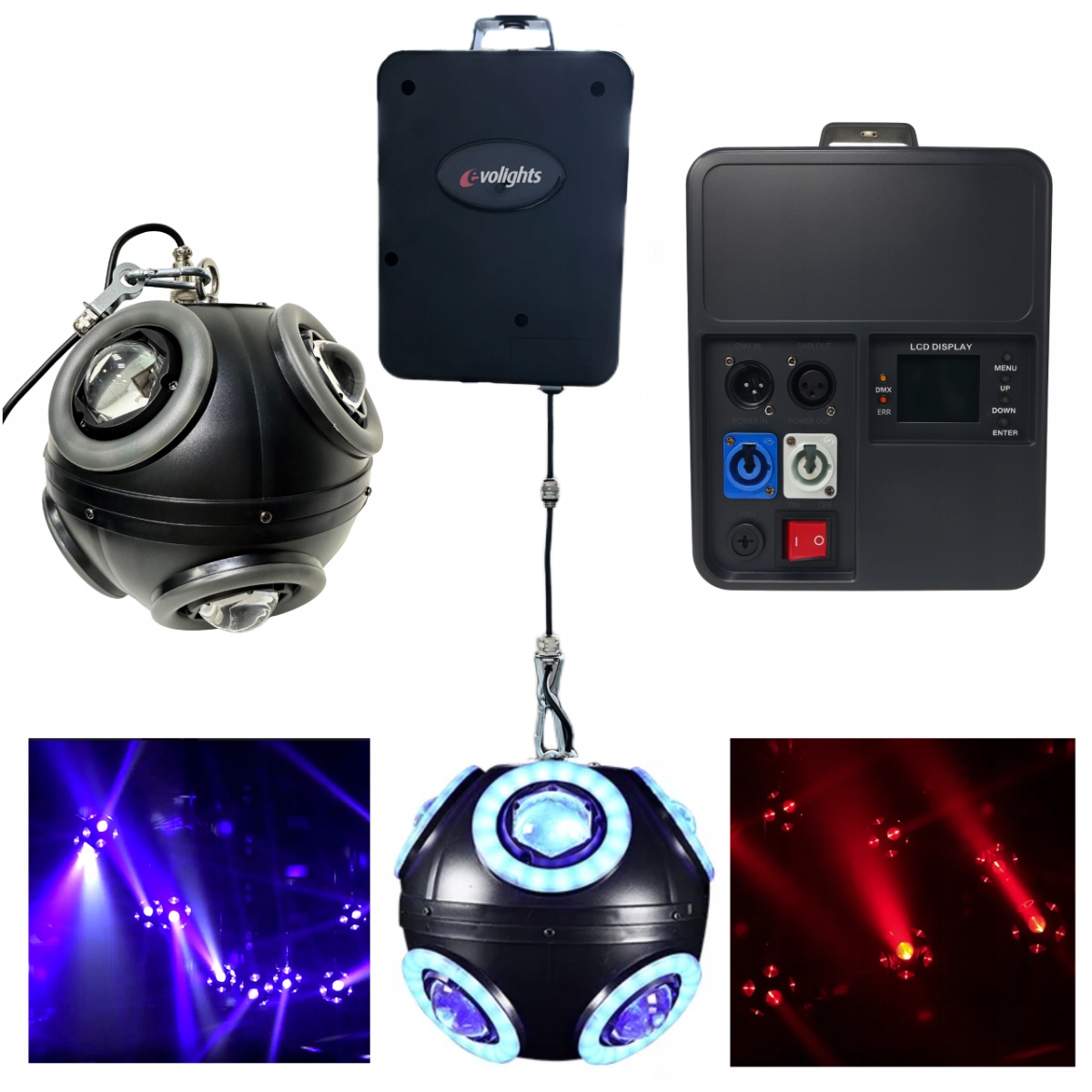 Evolights Cosmic Ball – světelný multiefekt 360° Led Beam Ring DMX