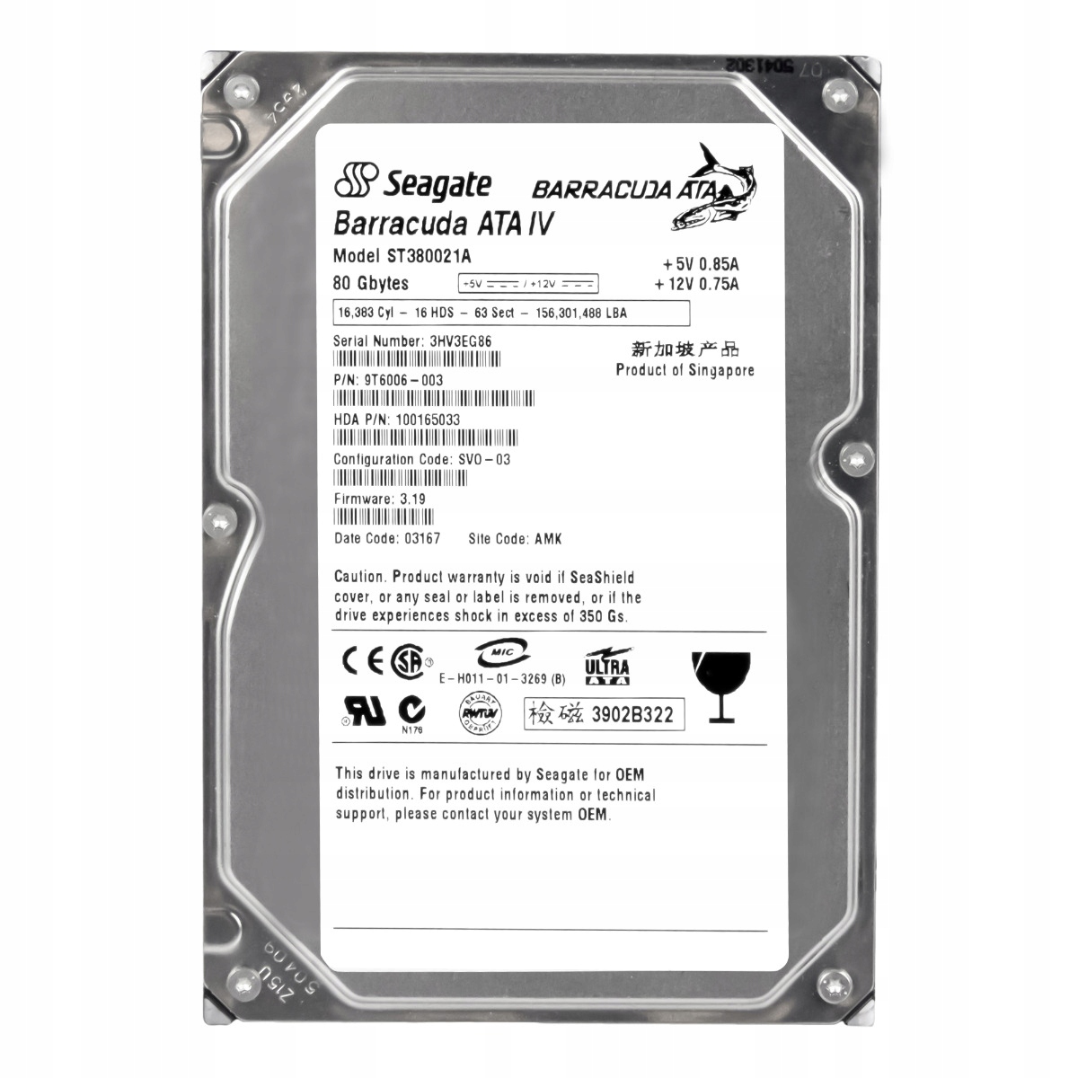Seagate Barracuda Ata IV 80GB 7.2K 2MB Ata 3.5'' ST380021A