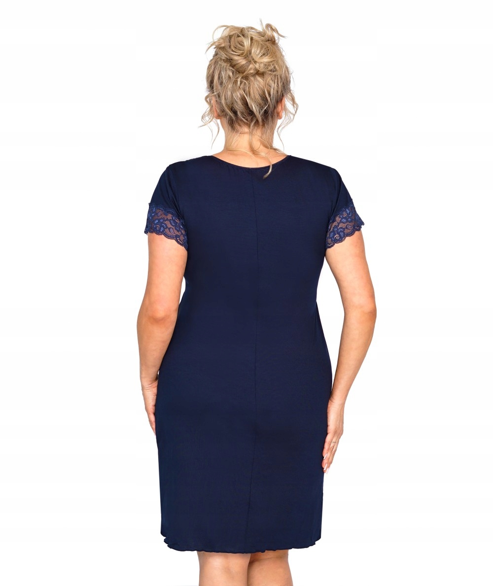 Košile Noční Donna Mariza Plus Viskózová S Krajkou, Modrá 4XL
