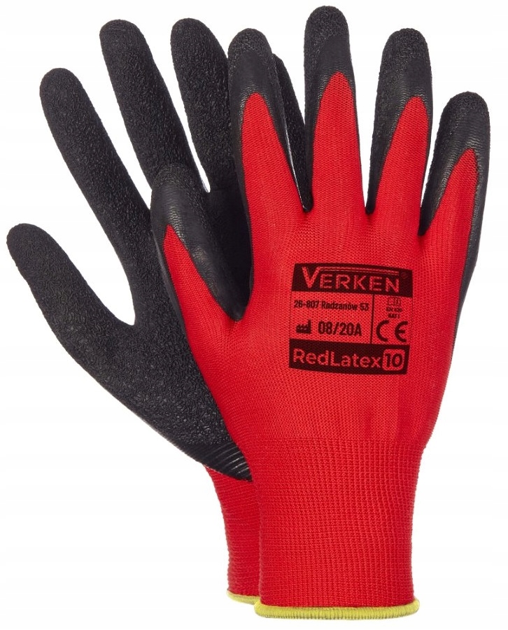 Ochranné rukavice Verken Redlatex potažené velikost 8 M, silné odolné 120 párů