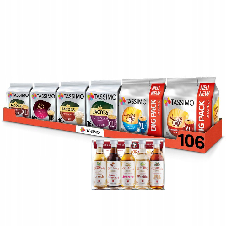 Kapsułki Tassimo zestaw XL 6 opakowań syropy do kawy Victoria's Cymes