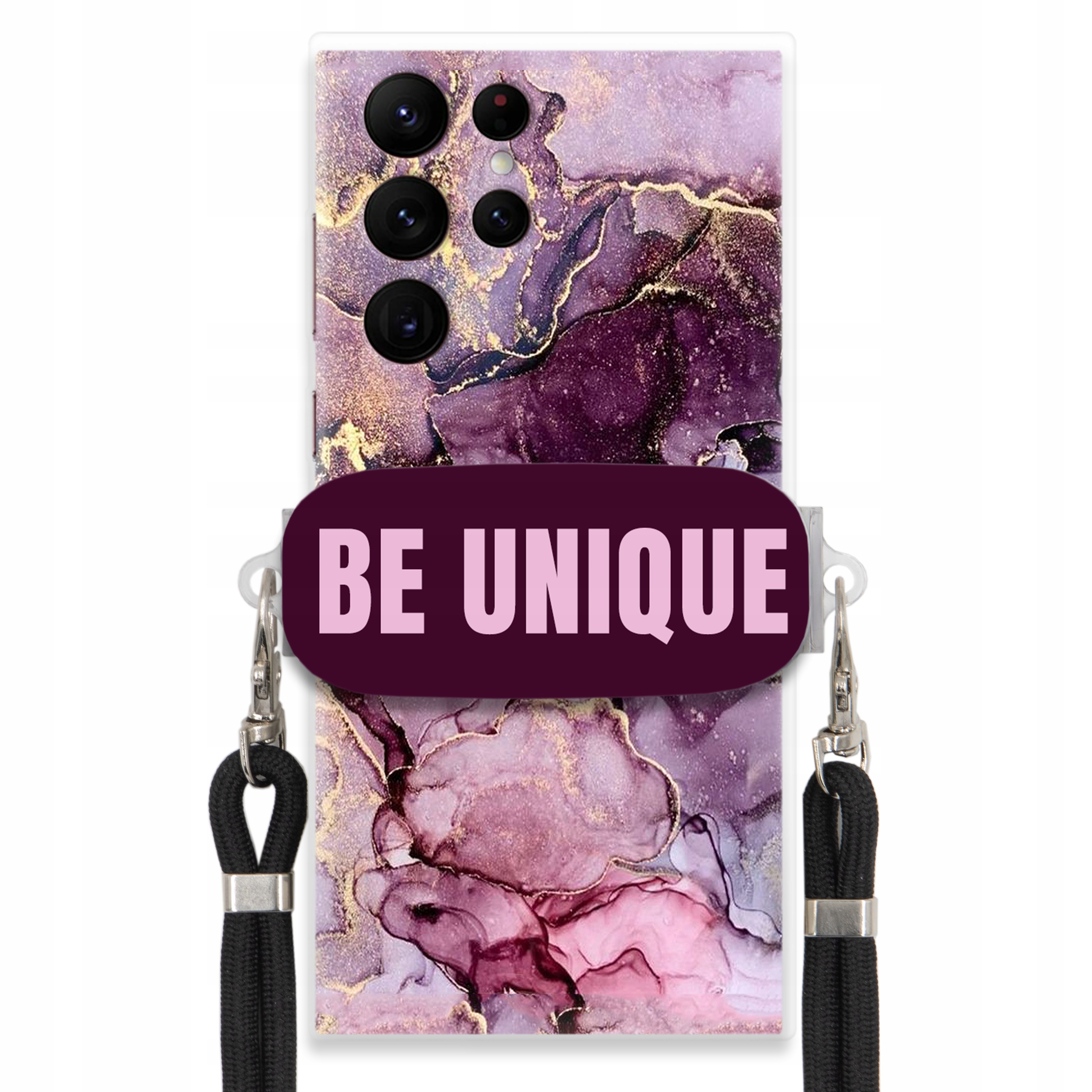 Puzdro pre Samsung S22 Ultra Case držiak na šnúrku Čierny fialový mramor