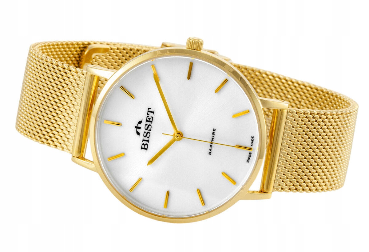 Elegantní Zlaté Dámské Bižuterní Švýcarské Hodinky Bisset BSBF33